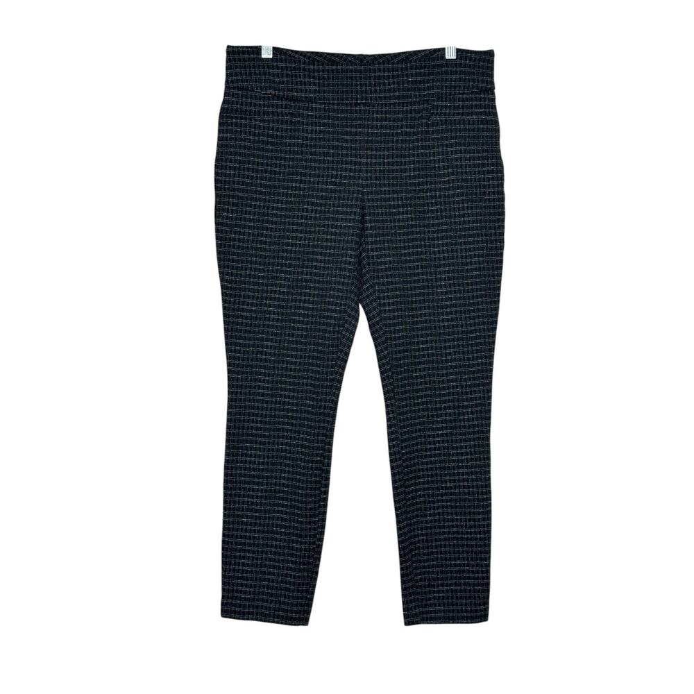 Dalia black plaid pull on flat front pants size Large